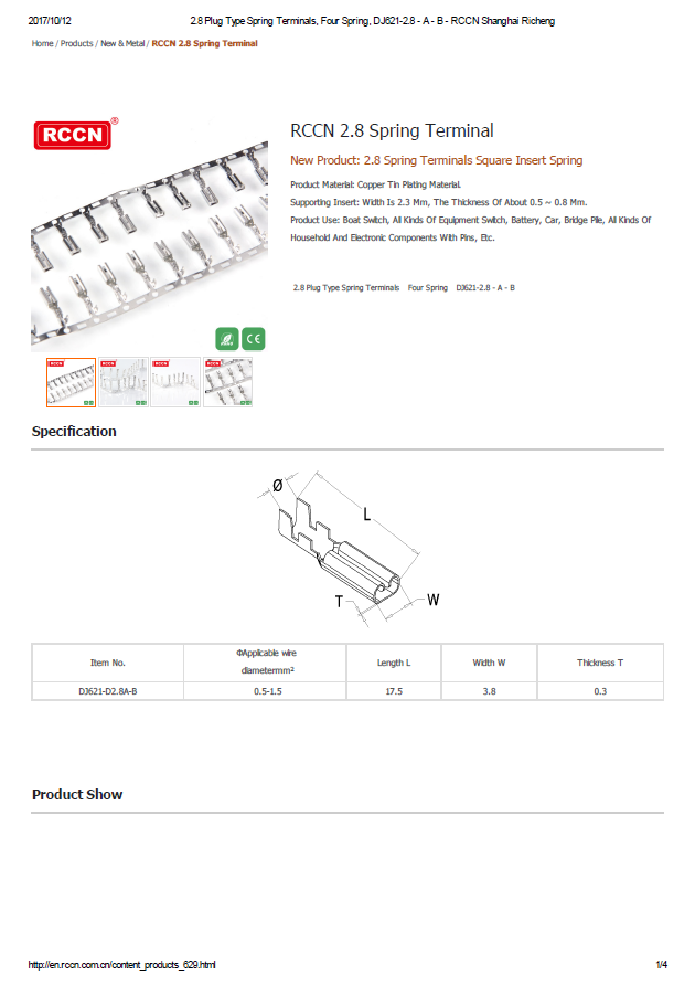 2.8 Spring Terminal   specification